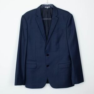 Express Mens Photographer Fitted Suit Jacket Size 40R Blue Two Button Blazer